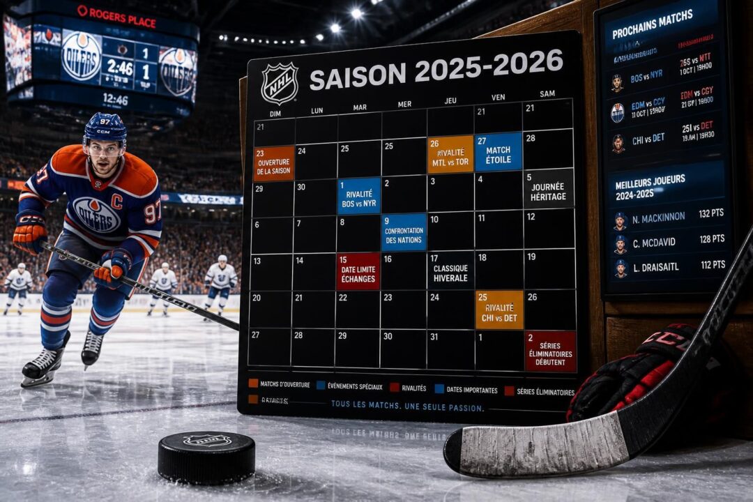 consultez le calendrier complet de la saison nhl 2025-2026 et ne manquez aucune date clé ni match important pour suivre votre équipe préférée tout au long de la saison.