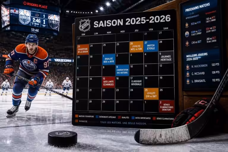 consultez le calendrier complet de la saison nhl 2025-2026 et ne manquez aucune date clé ni match important pour suivre votre équipe préférée tout au long de la saison.