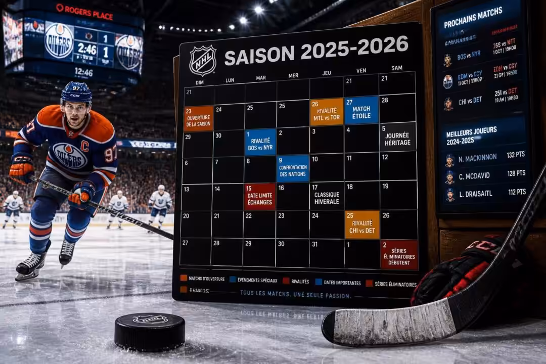 consultez le calendrier complet de la saison nhl 2025-2026 et ne manquez aucune date clé ni match important pour suivre votre équipe préférée tout au long de la saison.